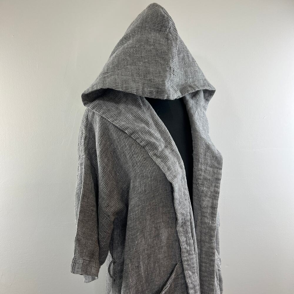 Swan Made In NY Gray Half Sleeve Open Front Hooded Cardigan Sweater Robe Size S - Picture 2 of 9